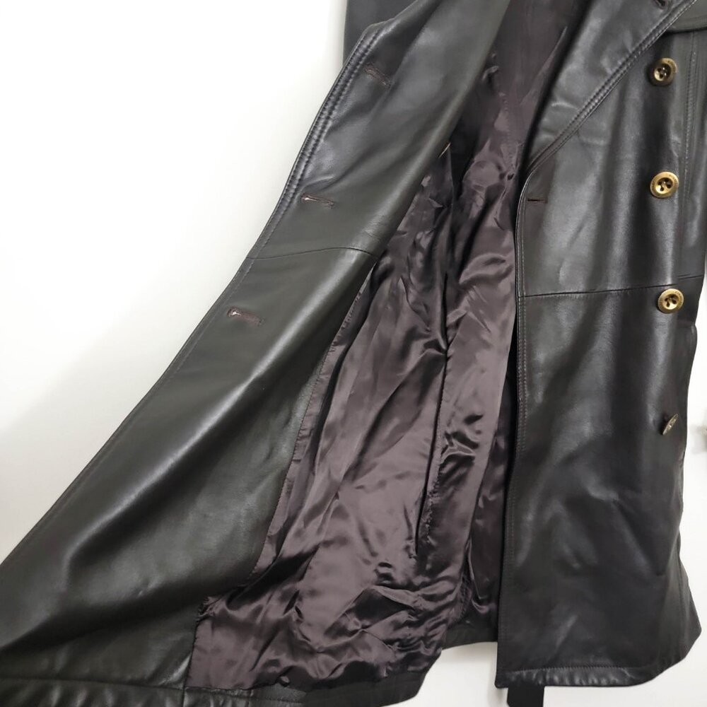 Burberry Belted Leather Trenchcoat in Dark Brown 2 - Picture 10 of 11